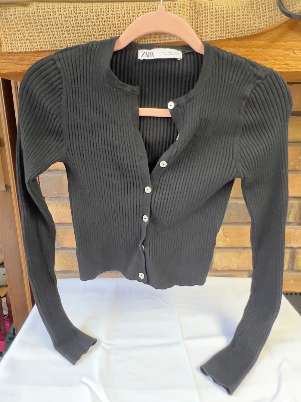 Zara Black Ribbed Button Cardigan